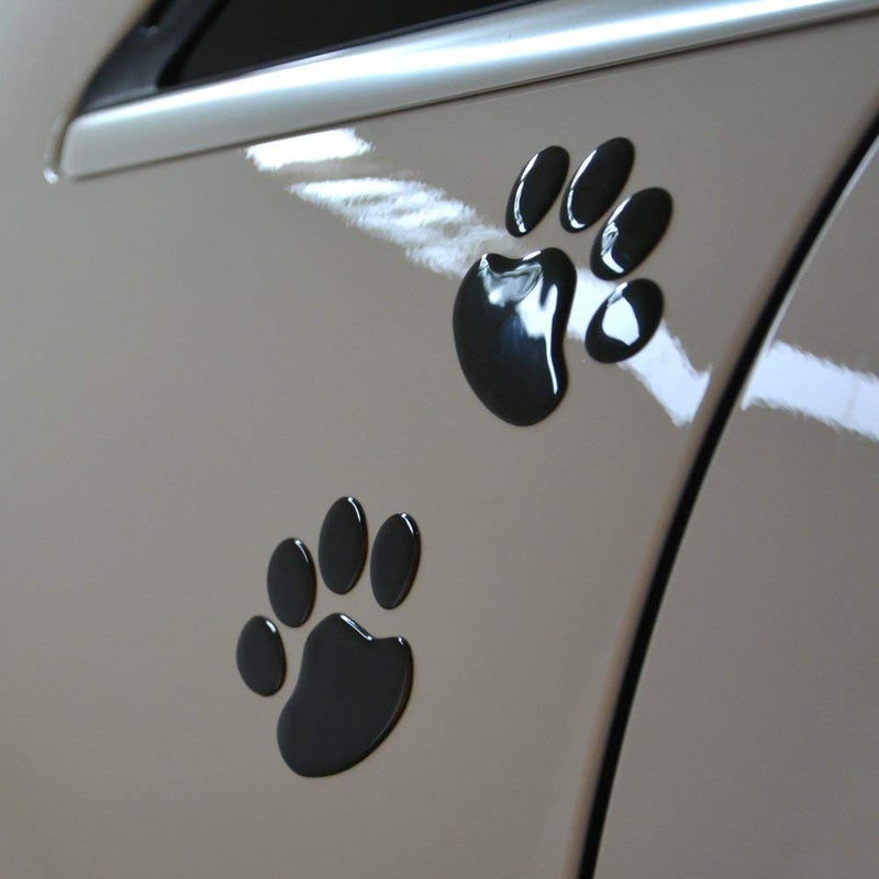 LZLRUN 4PCS Black 3D Chrome Dog Paw Footprint Sticker Decal Auto Car Emblem Decal Decoration - Image 3